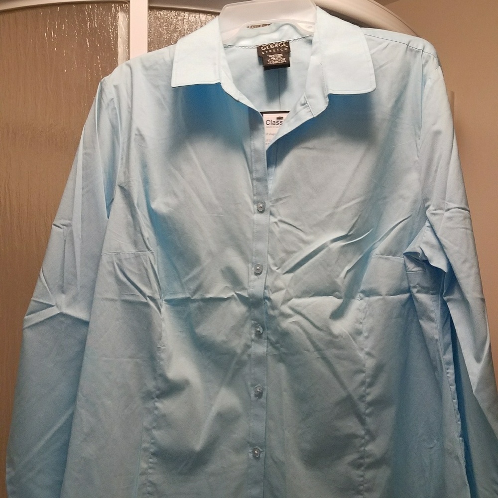NWT George XL Womens Sky Blue Stretch Blouse